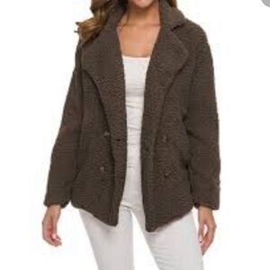 Beige Teddy Bear Jacket Coat Size Medium